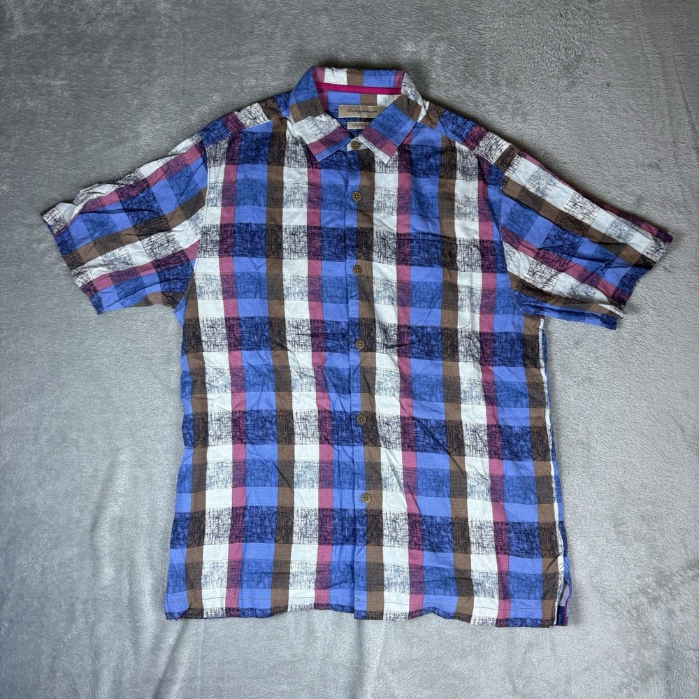 Tommy Bahama Hawaiian‎ Shirt 100% Silk Original Fit Short Sleeve Mens Large